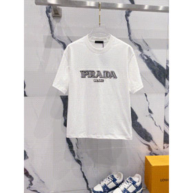 Prada Solid Color Logo Printed Round Neck Pullover Short Sleeve T-Shirt (39 styles)-2837