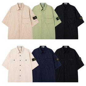 Stone Island Organic Cotton Relaxed-Fit Short-Sleeve Shirt-6334  