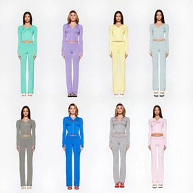 I.AM.GIA Printed Long-Sleeve Hooded Top and Flared Pants Set with Thumbholes-6744  